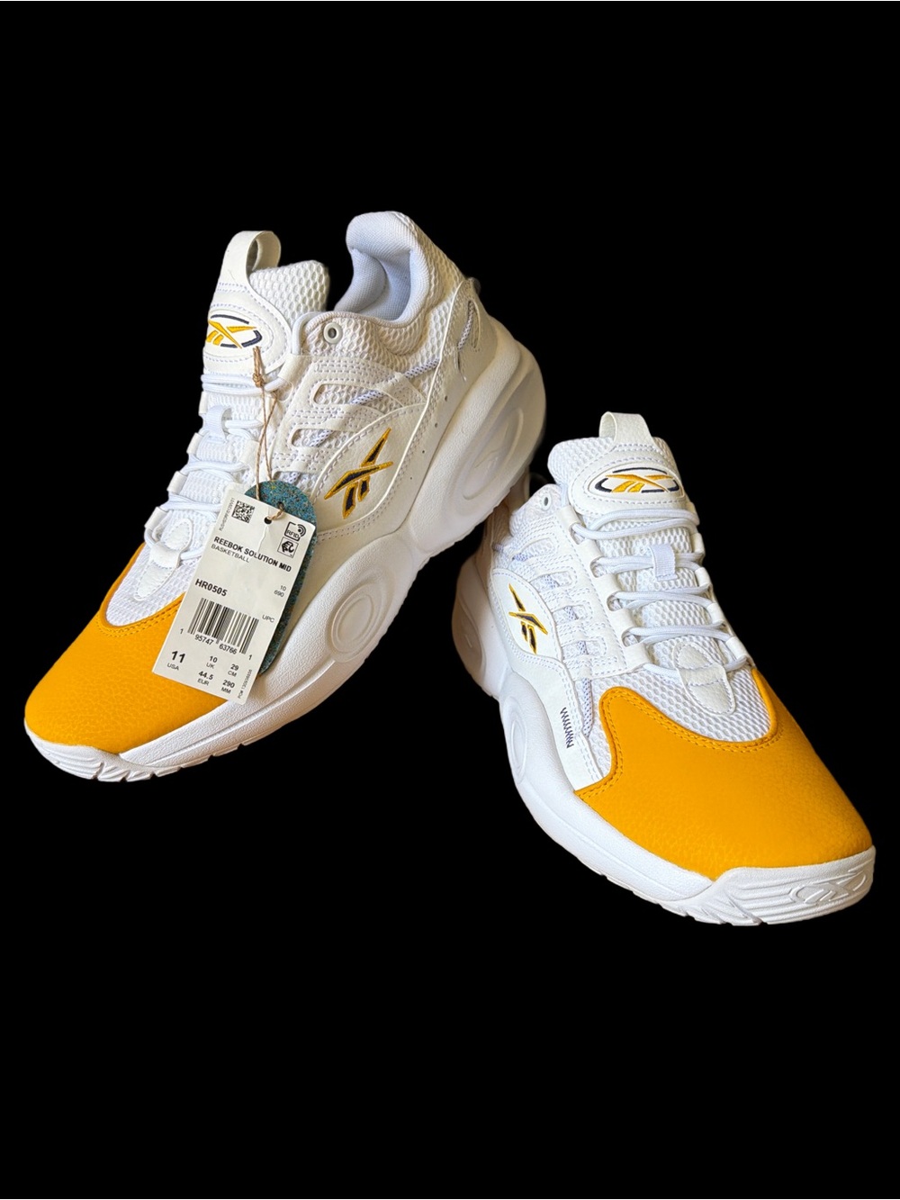 Reebok A.I. SOLUTION Mid White & Yellow Athletic Sneakers *NEW* men’s size 11 🦅